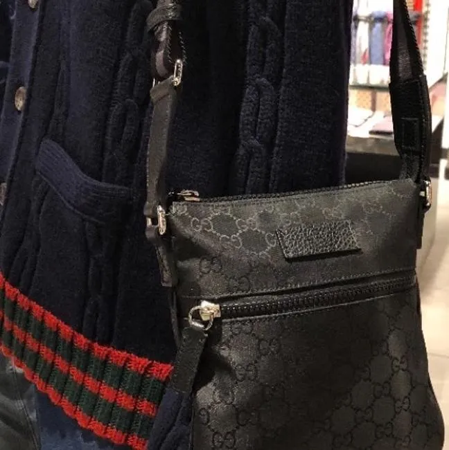 Gucci GG Nylon Canvas Messenger Bag in Black