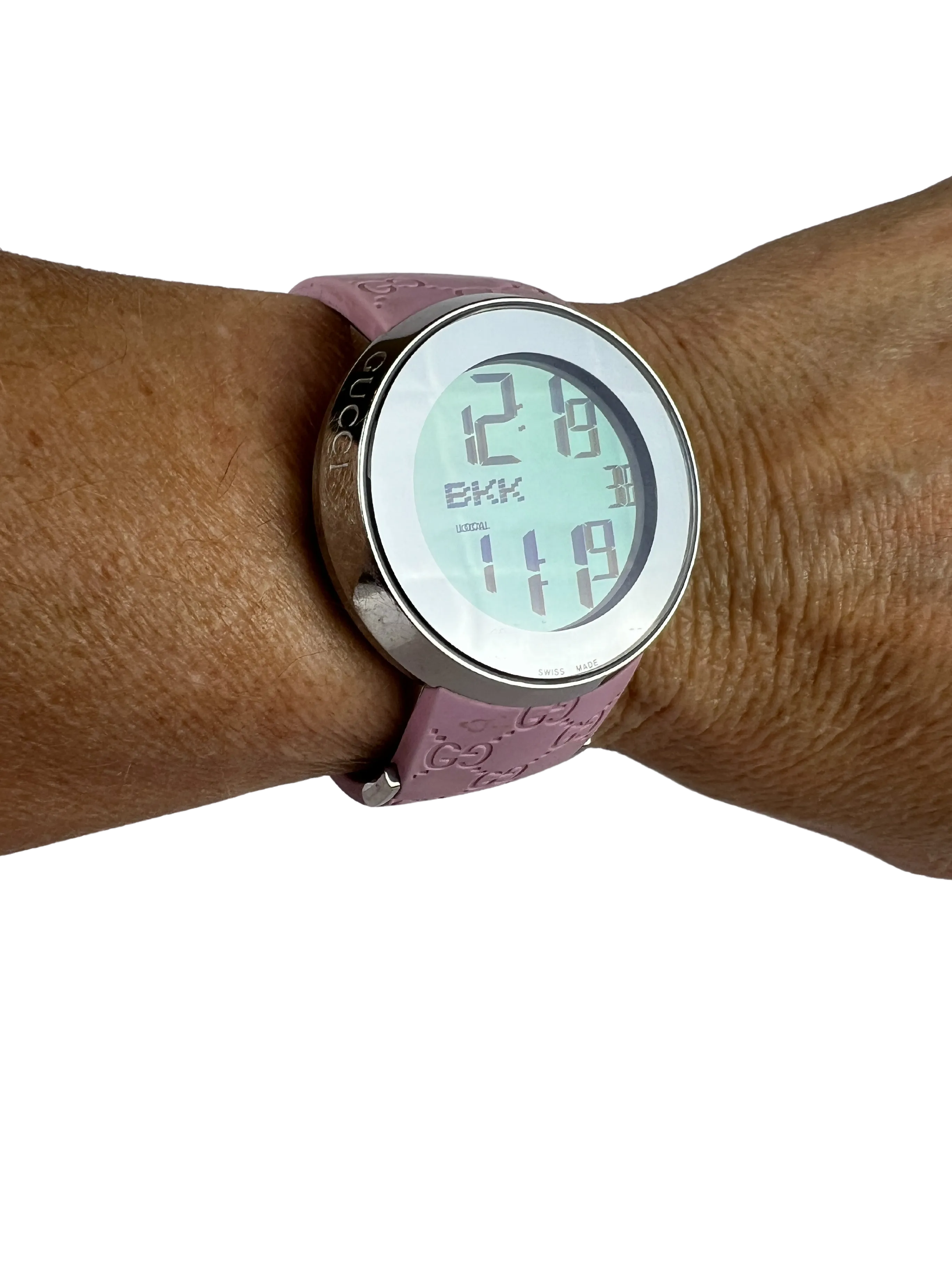 Gucci Women's Swiss Digital Watch with Pink Rubber Strap