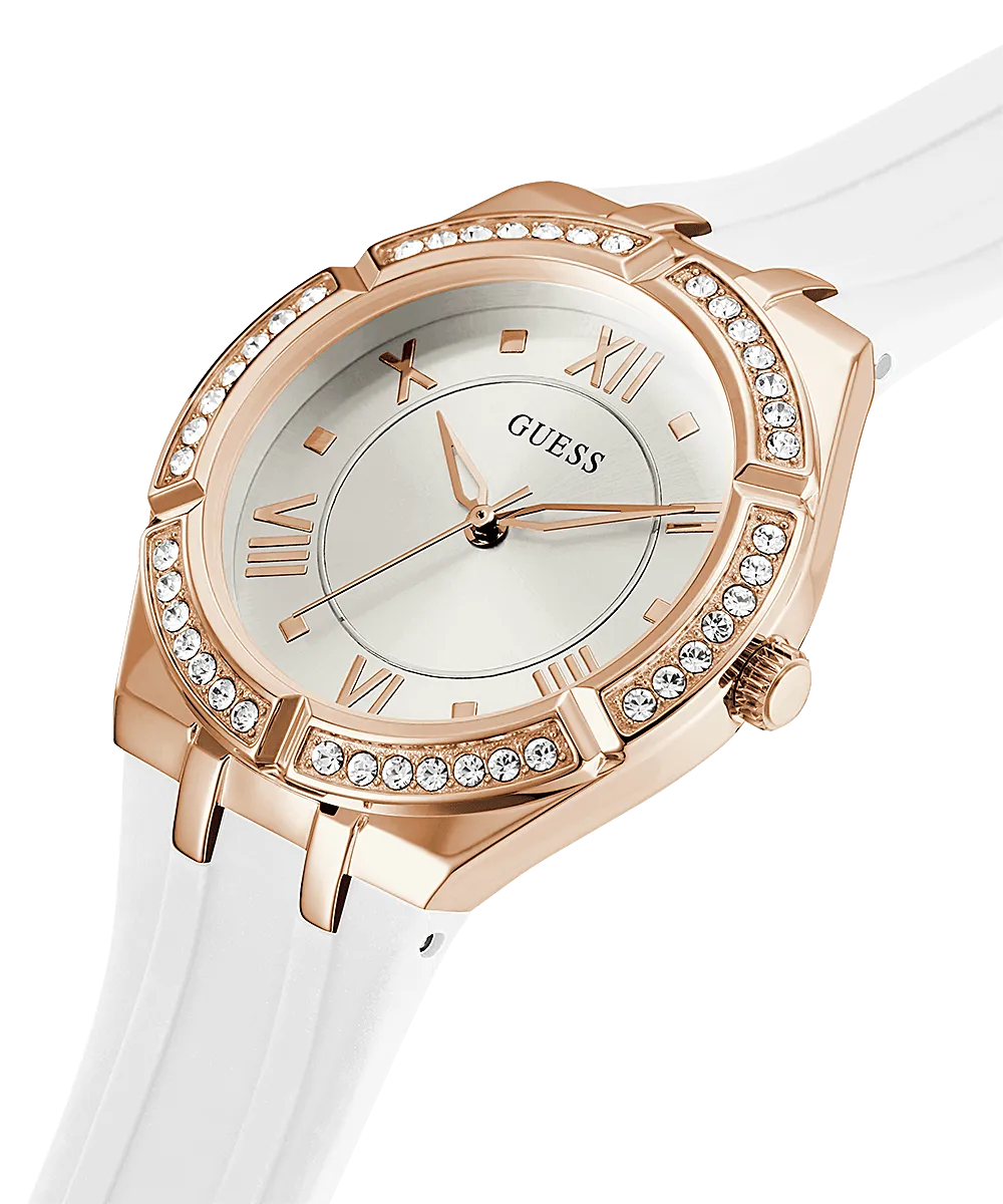 Guess Cosmo Rose Gold White Strap Women's Watch GW0034L2