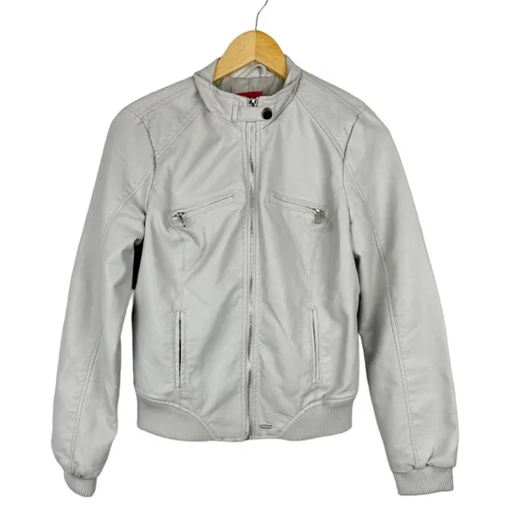 Guess Dreezie Faux Leather Gray Jacket Size Medium
