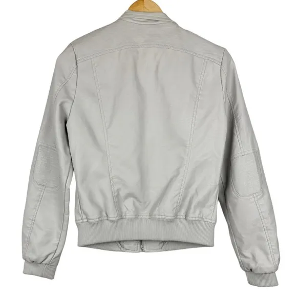 Guess Dreezie Faux Leather Gray Jacket Size Medium