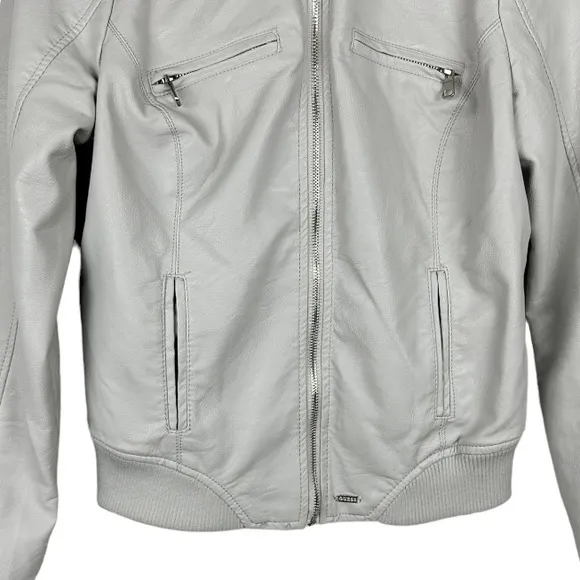 Guess Dreezie Faux Leather Gray Jacket Size Medium