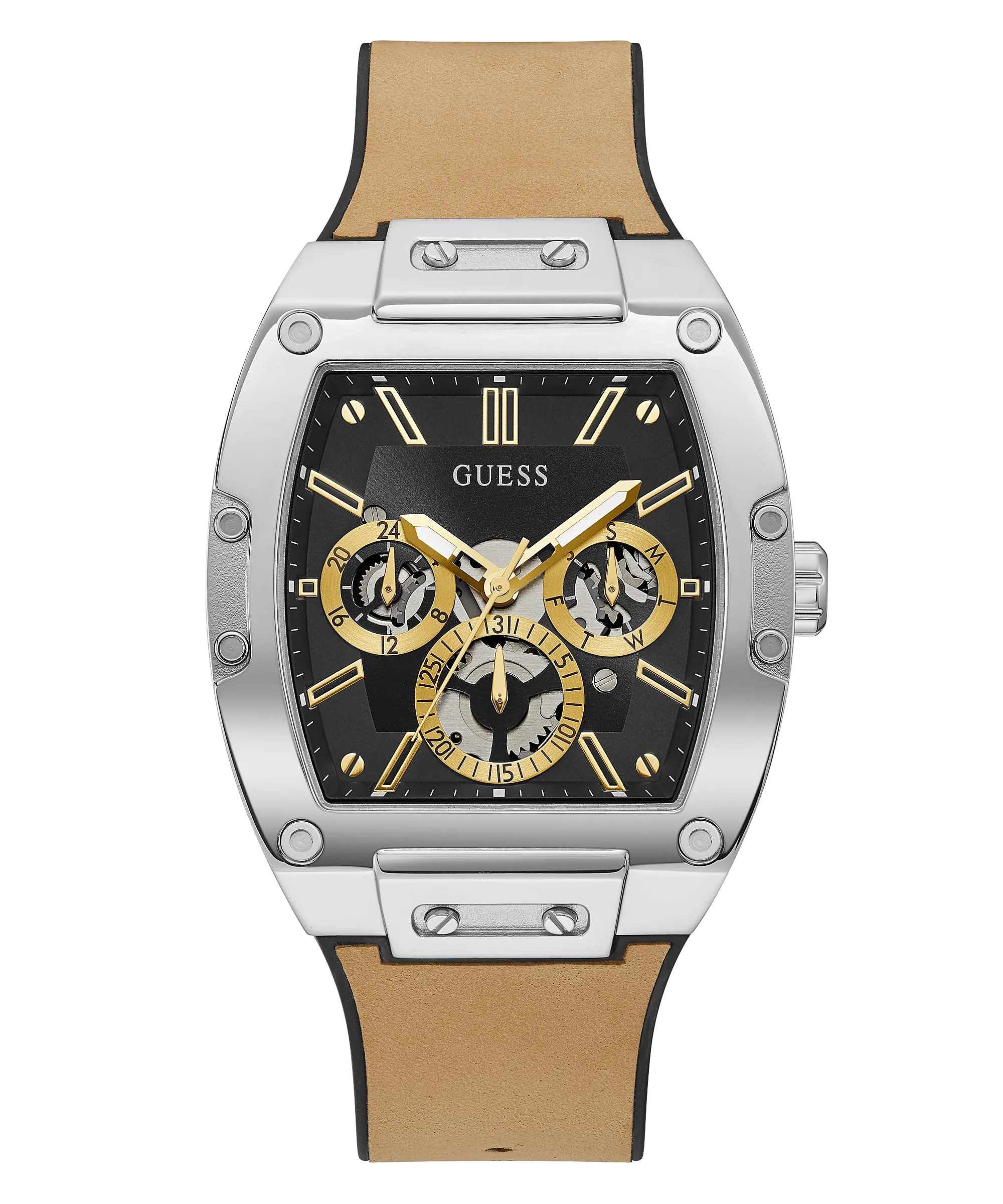 Guess Phoenix Beige Leather Strap Men's Watch GW0202G3