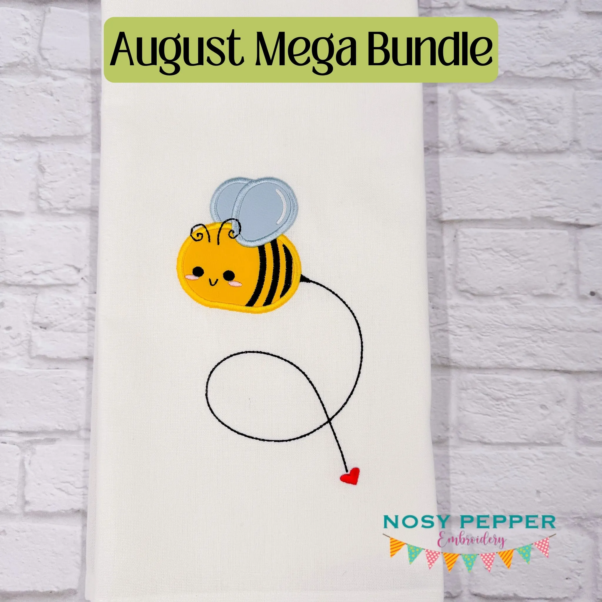 Happy Bee applique machine embroidery design (4 sizes included) DIGITAL DOWNLOAD