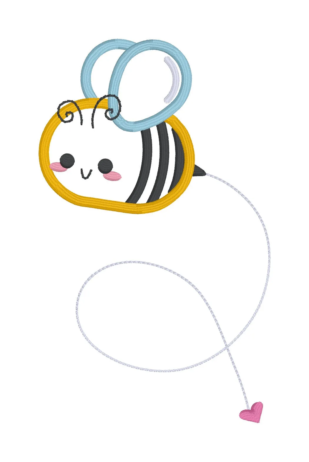 Happy Bee applique machine embroidery design (4 sizes included) DIGITAL DOWNLOAD
