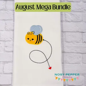 Happy Bee applique machine embroidery design (4 sizes included) DIGITAL DOWNLOAD