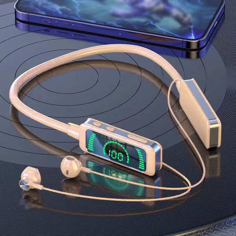 HiFi Digital Display Sports Neckband Bluetooth Headphones