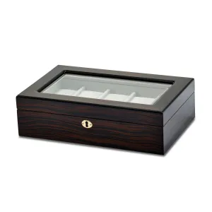 High Gloss Ebony Finish Locking 10-Watch Case