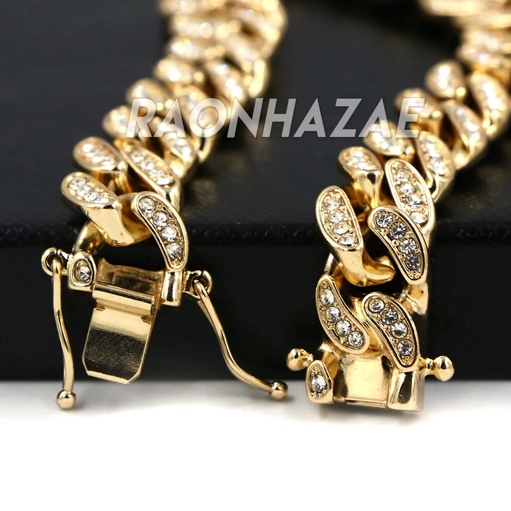 Hip Hop Iced Raonhazae Lab Diamond Watch and 12mm Cuban Link Bracelet Set