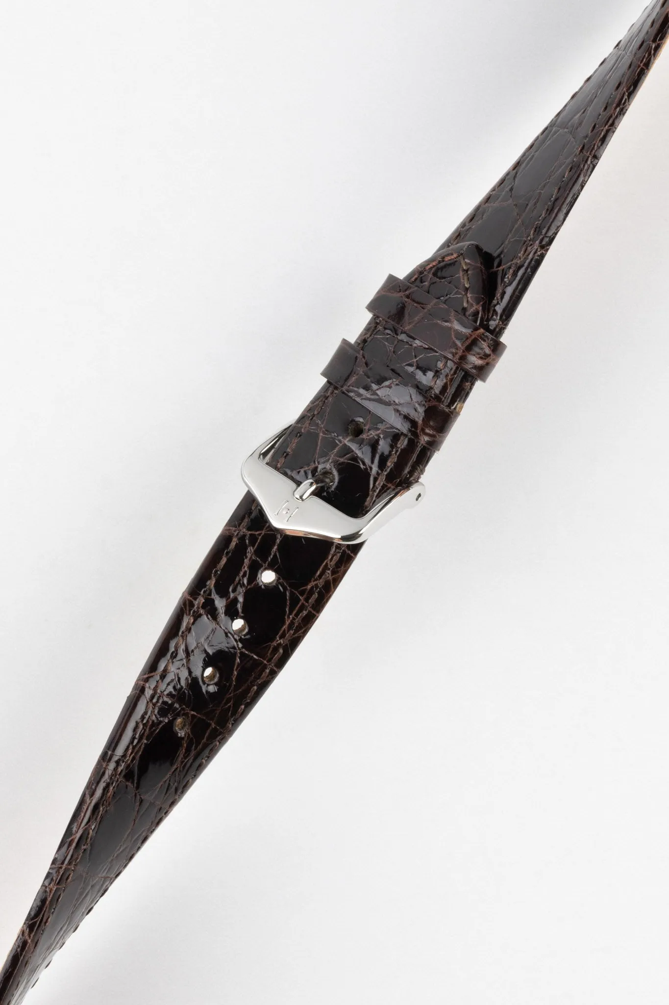 Hirsch GENUINE CROCO Open-Ended Crocodile Leather Watch Strap in BROWN