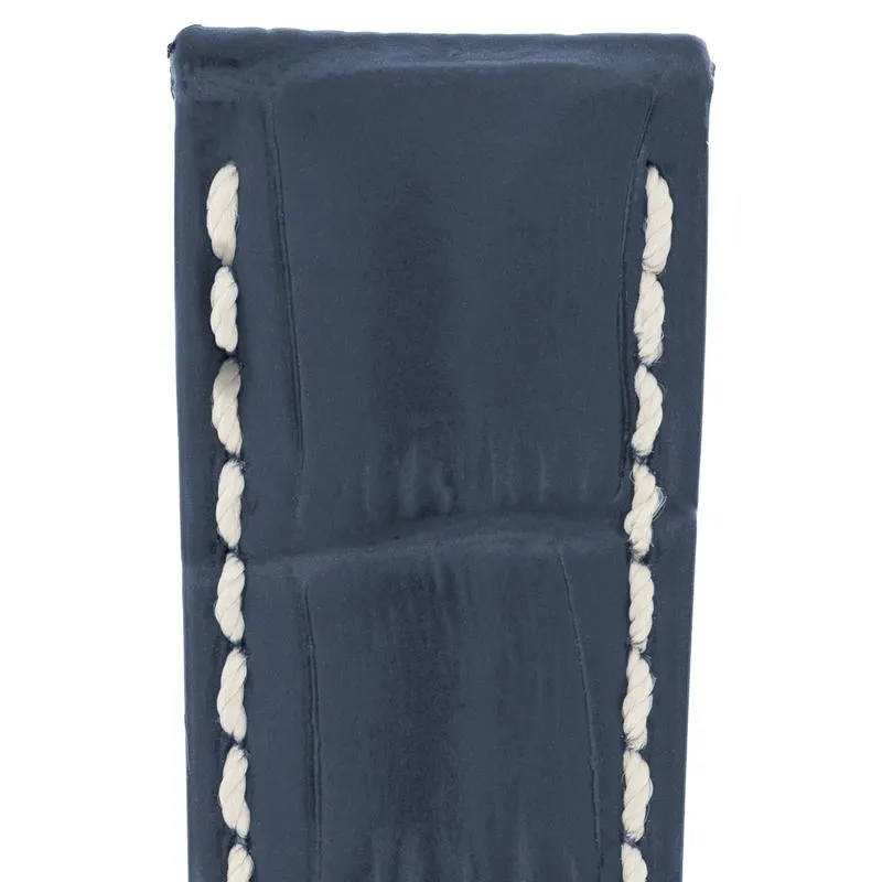 Hirsch MODENA Alligator Embossed Leather Watch Strap in BLUE