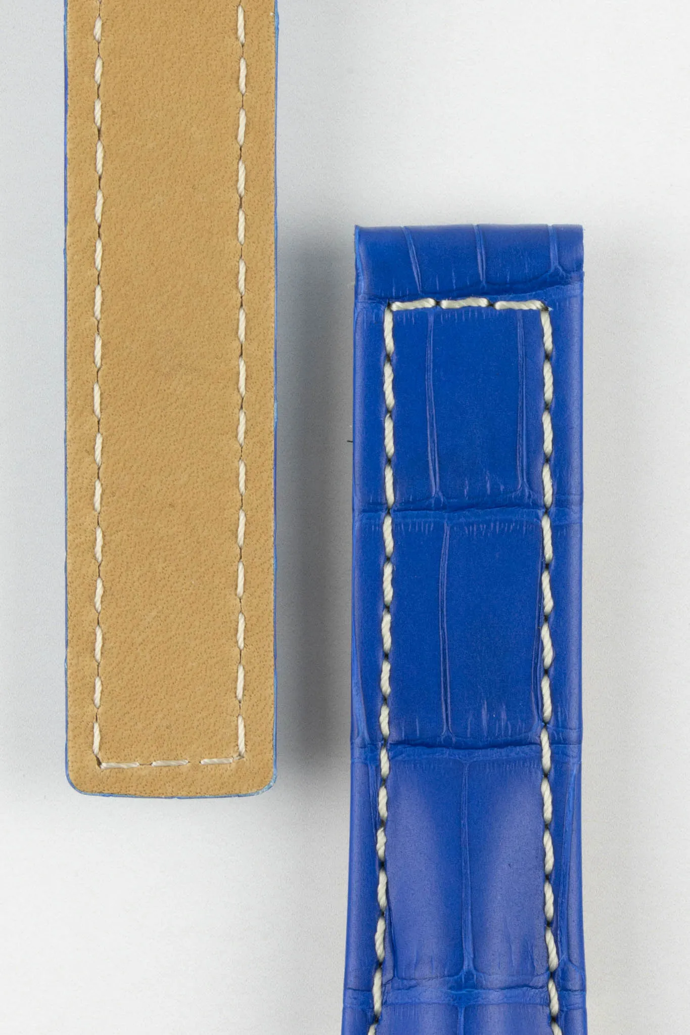 Hirsch NAVIGATOR Alligator Deployment Watch Strap in ROYAL BLUE