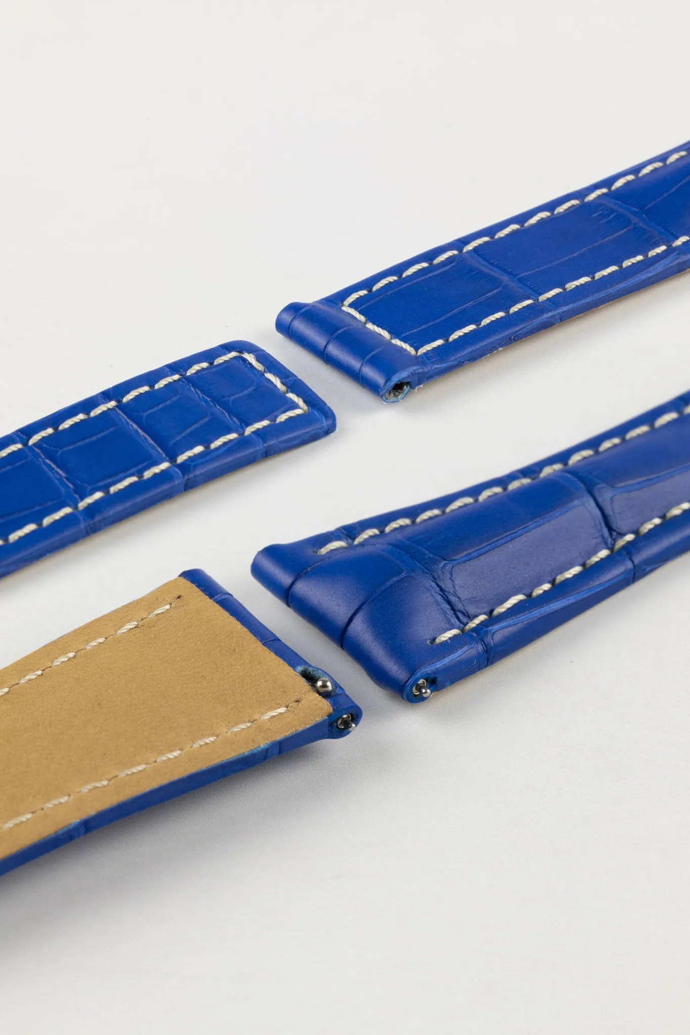 Hirsch NAVIGATOR Alligator Deployment Watch Strap in ROYAL BLUE