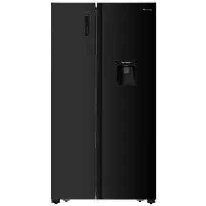 Hisense 670L Side By Side Fridge, Black Glass H670SMIB-WD