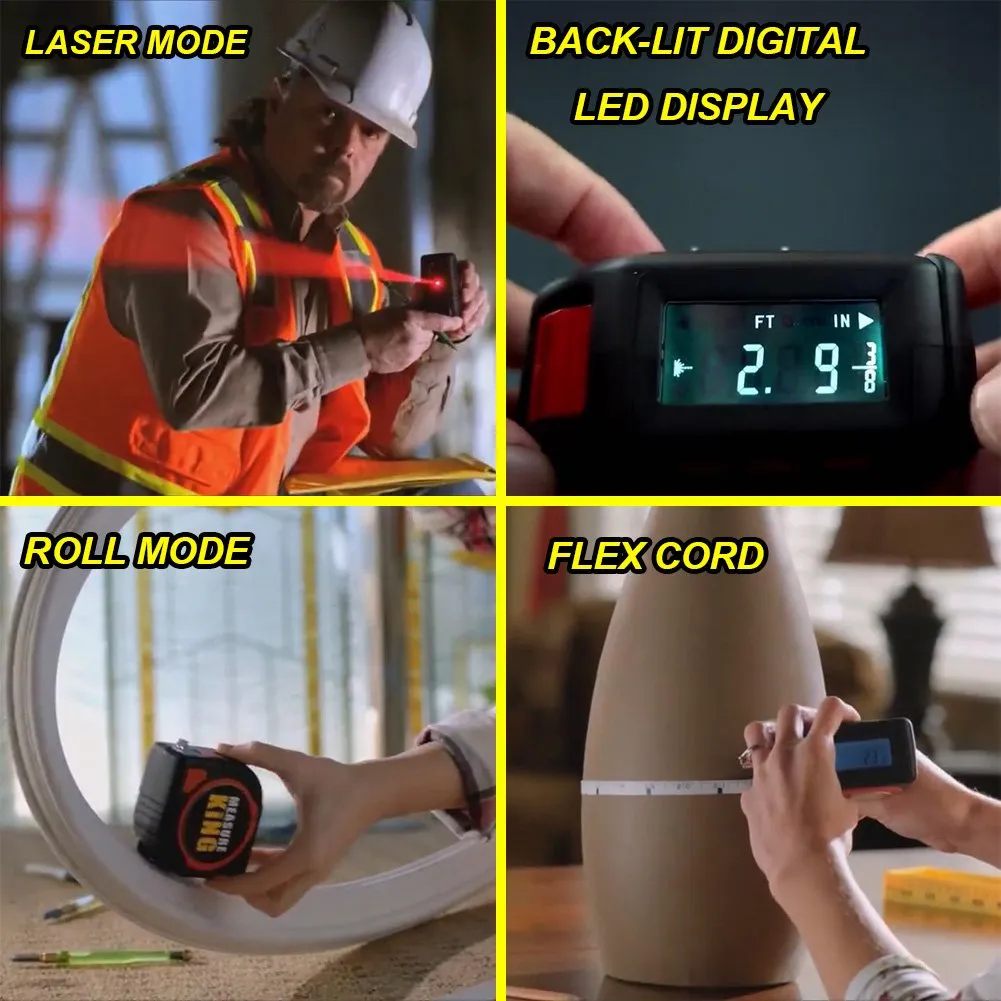 Homlly 3 in 1 LED Digital Display Laser Measure King Roller Tape