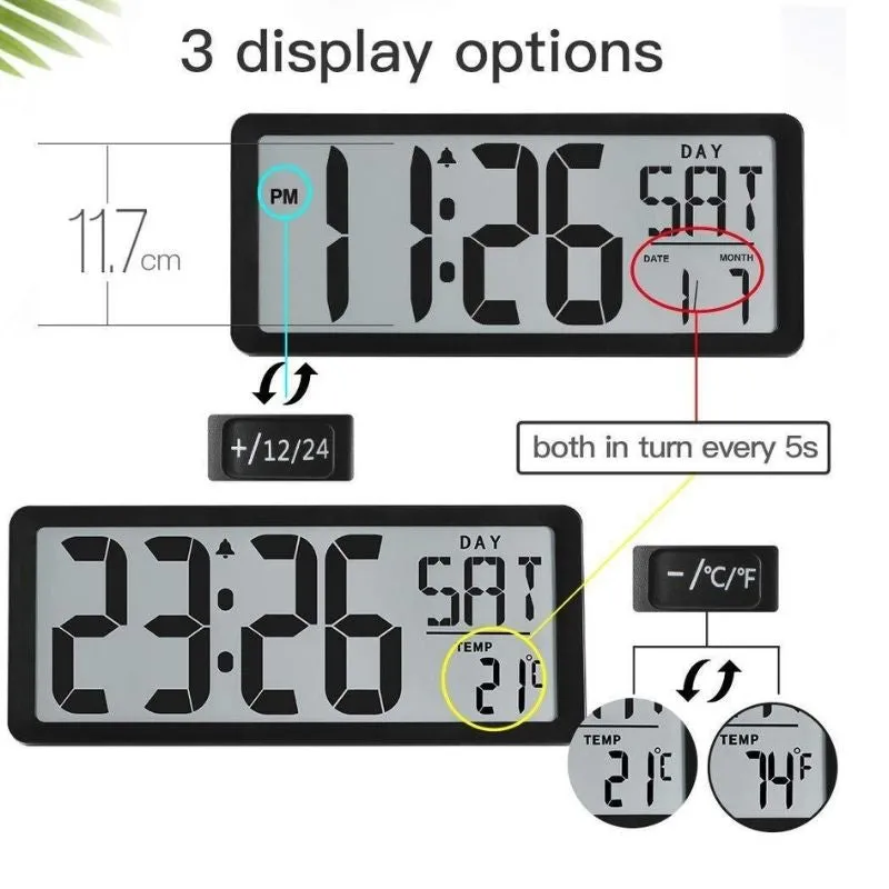 Homlly Large Digital Alarm Clock w Date (36*15cm)