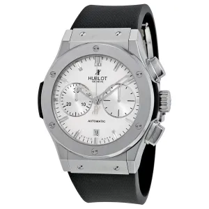 Hublot Classic Fusion Silver Dial Chronograph Black Rubber Men's Watch 521.NX.2610.RX