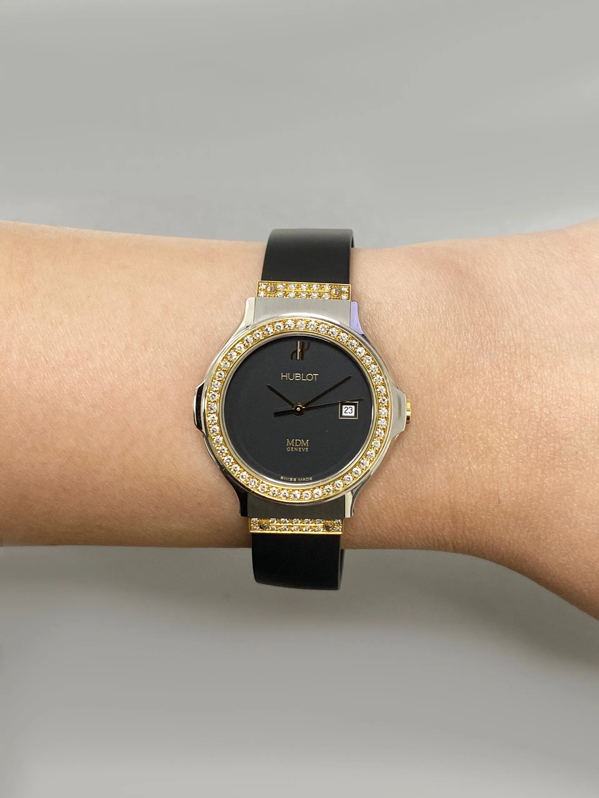 Hublot M D M 1391.2.054 Diamond Dial Two Tone Ladies Watch