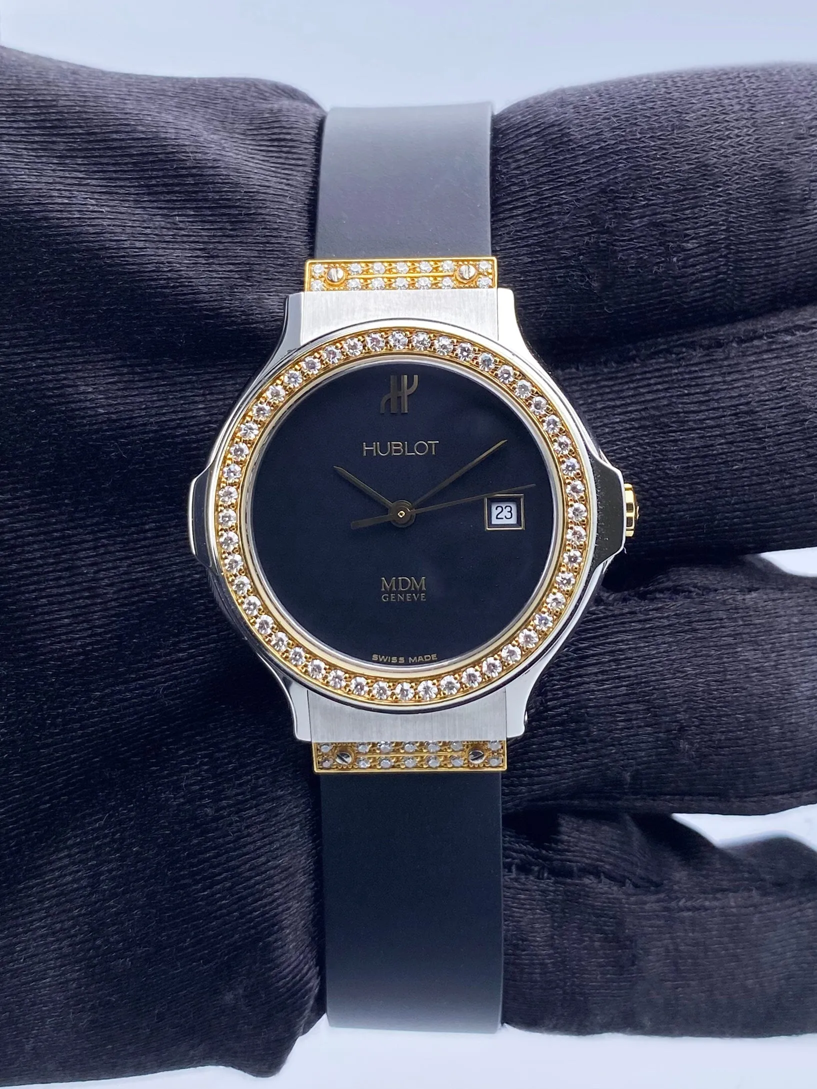 Hublot M D M 1391.2.054 Diamond Dial Two Tone Ladies Watch