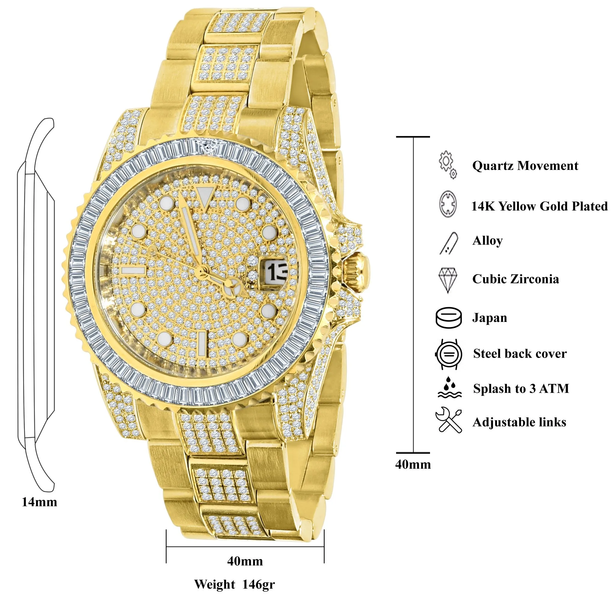 HURRICANE GOLD PLATED STAINLESS STEEL WATCH | 530382
