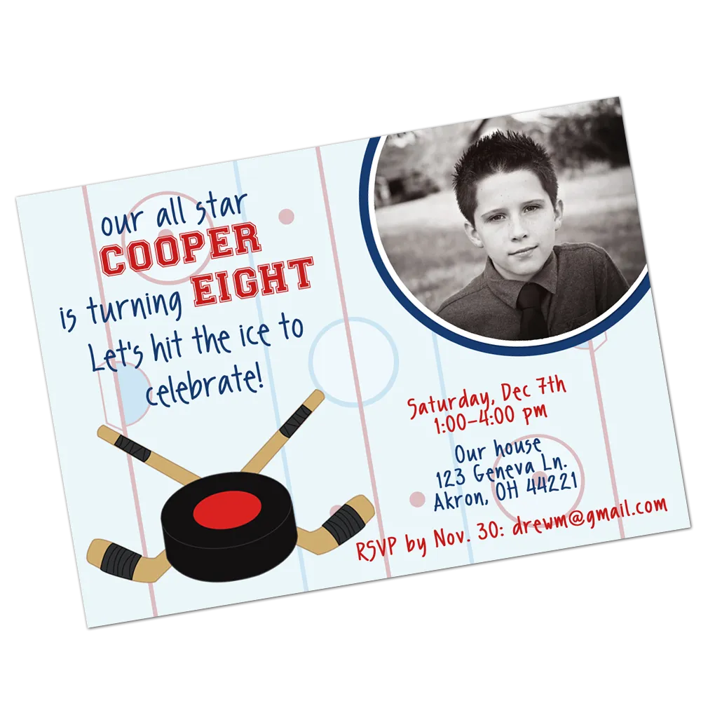 Ice Hockey Digital Birthday Invitation