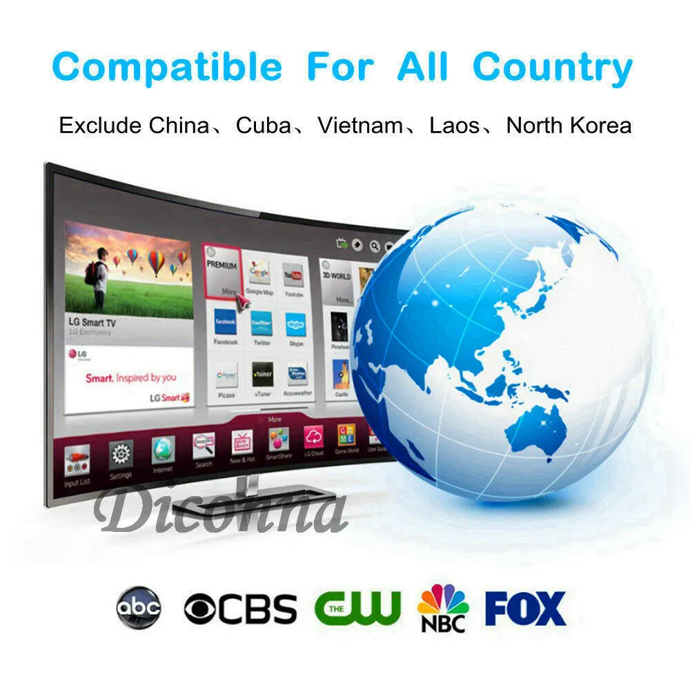 Indoor TV Antenna  Digital Aerial HD Freeview Amplified Thin HDTV 450 Mile Range black