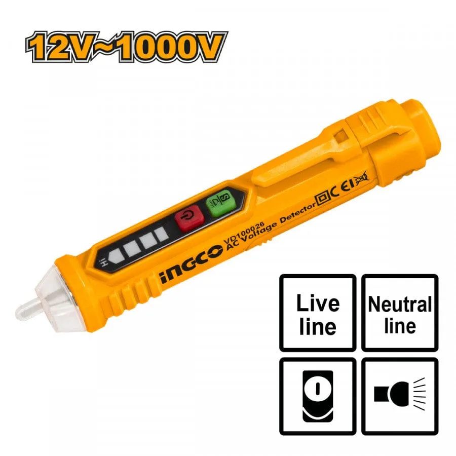 Ingco AC Voltage Detector with Sound & Light Alarm – VD100026