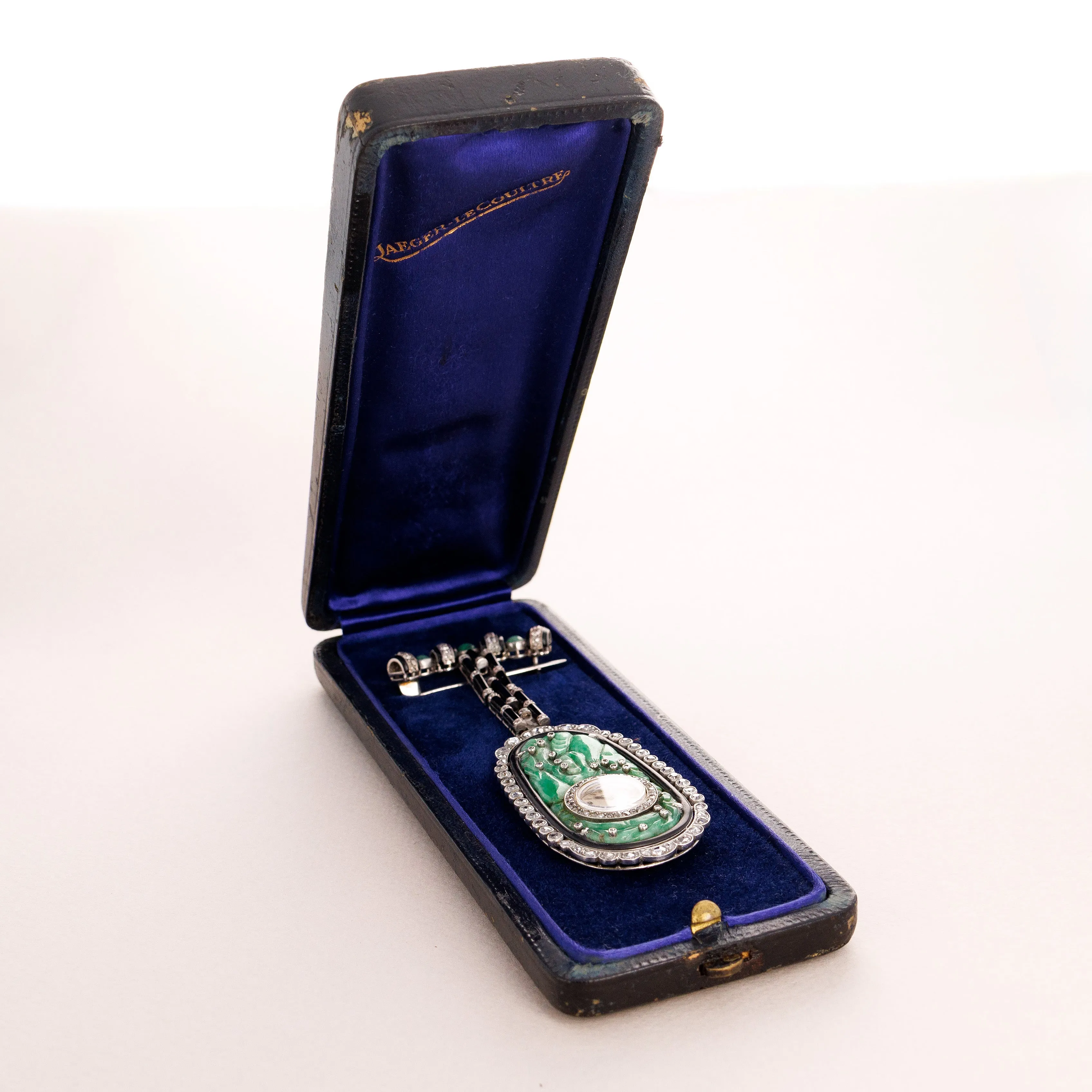 Jaeger Lecoultre Jade Diamond Onyx Pendant Watch, Art Deco (Objet)