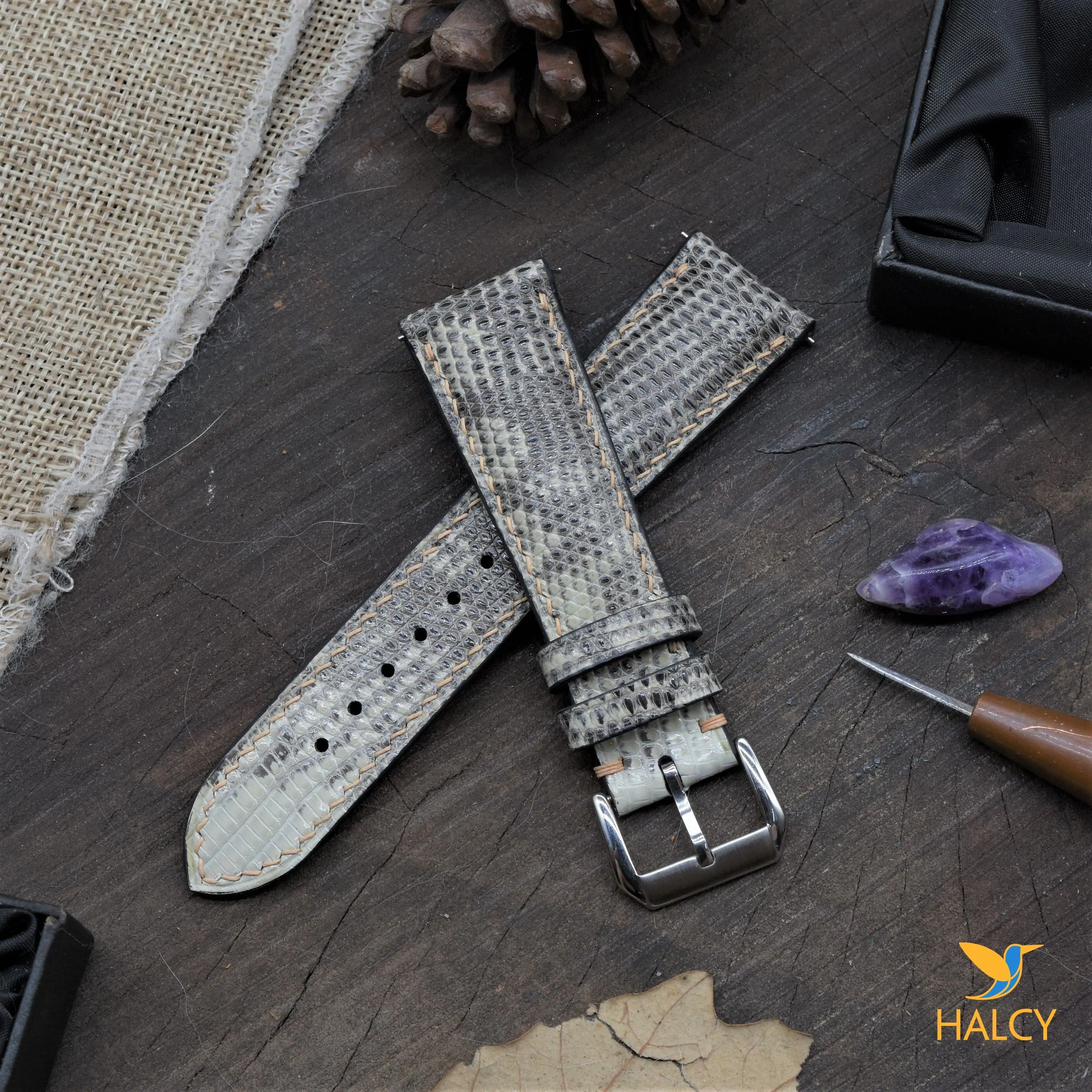 Javanese leather watch band - all sizes for a variety of watches - Quick release clasp- Buckle color selection