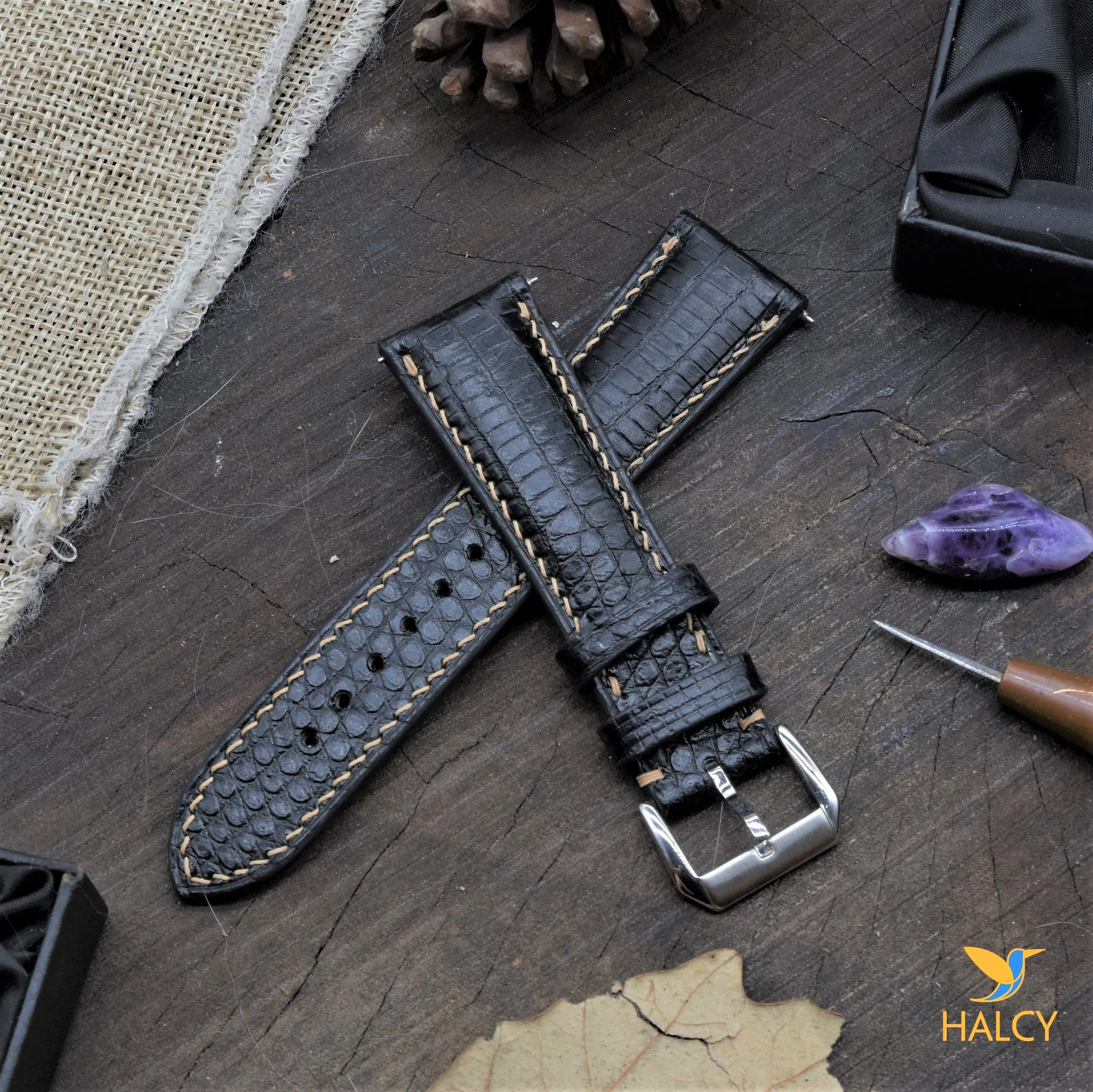 Javanese leather watch band - all sizes for a variety of watches - Quick release clasp- Buckle color selection