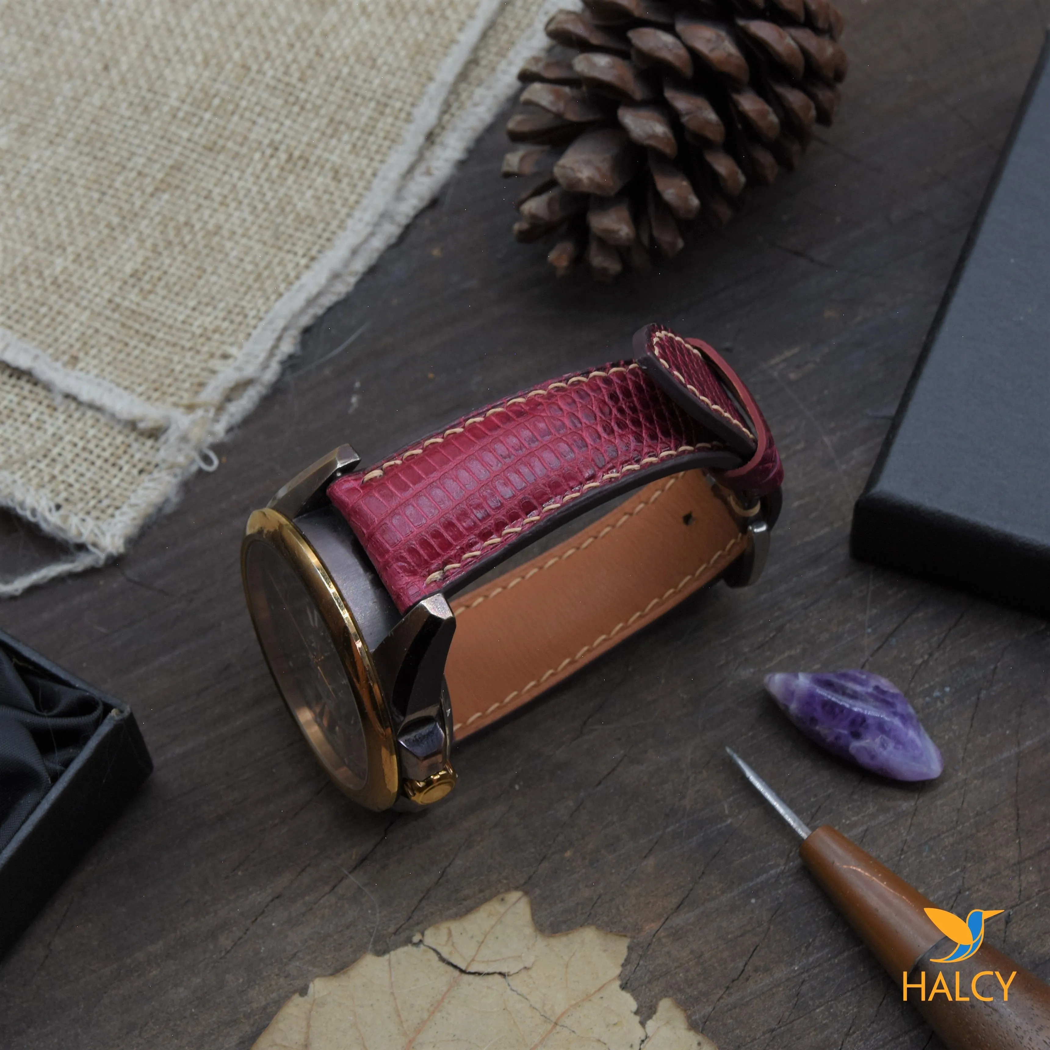 Javanese leather watch band - all sizes for a variety of watches - Quick release clasp- Buckle color selection