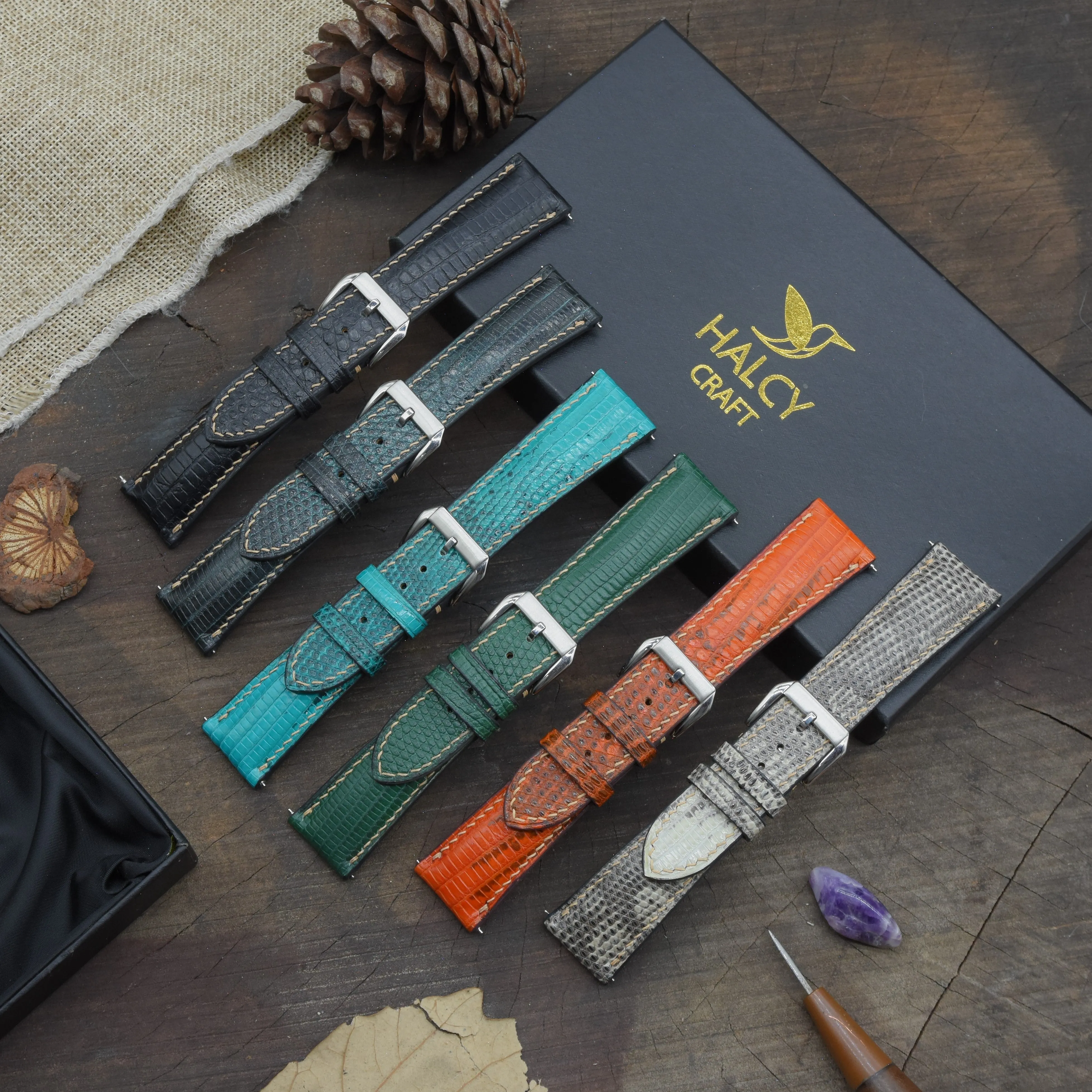 Javanese leather watch band - all sizes for a variety of watches - Quick release clasp- Buckle color selection