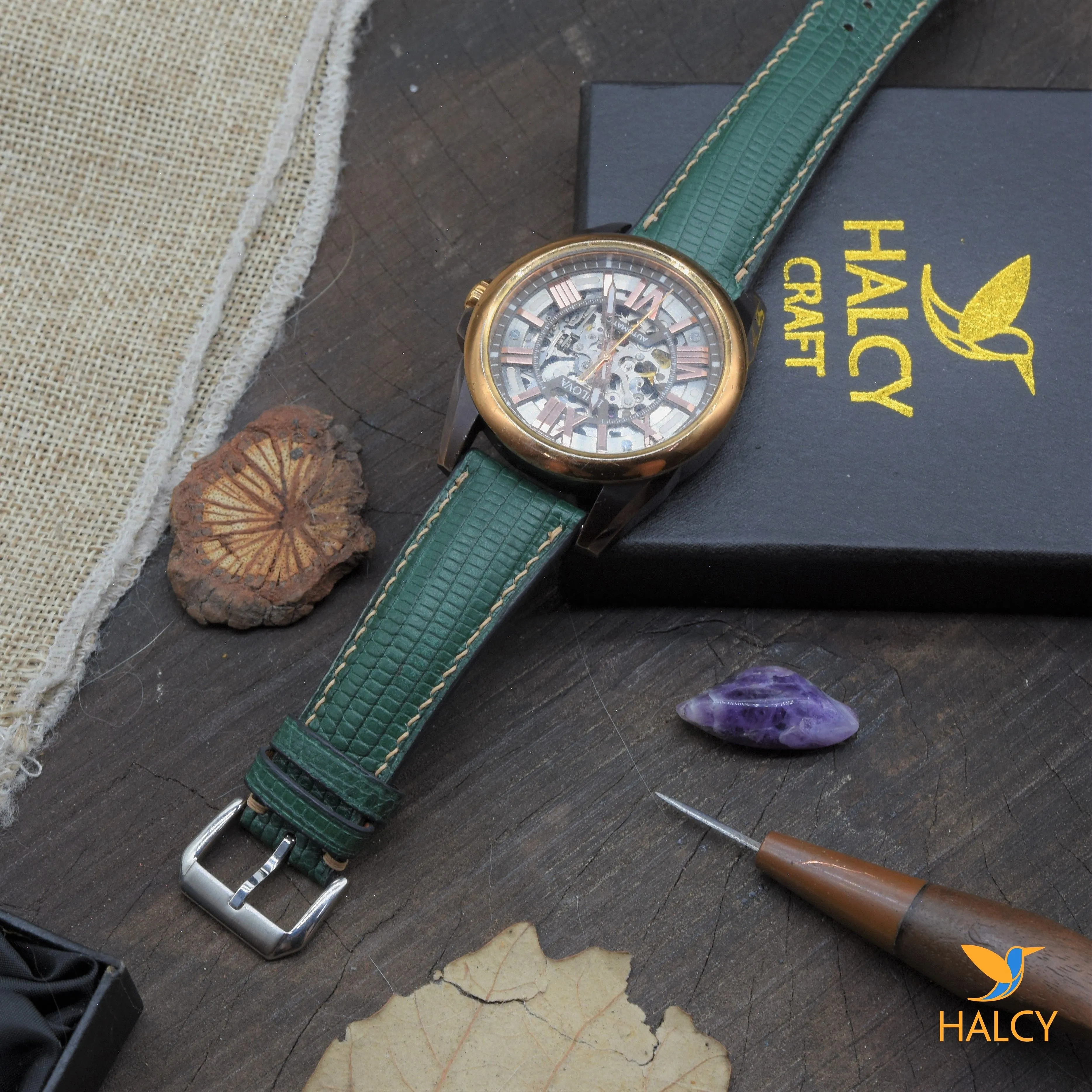 Javanese leather watch band - all sizes for a variety of watches - Quick release clasp- Buckle color selection