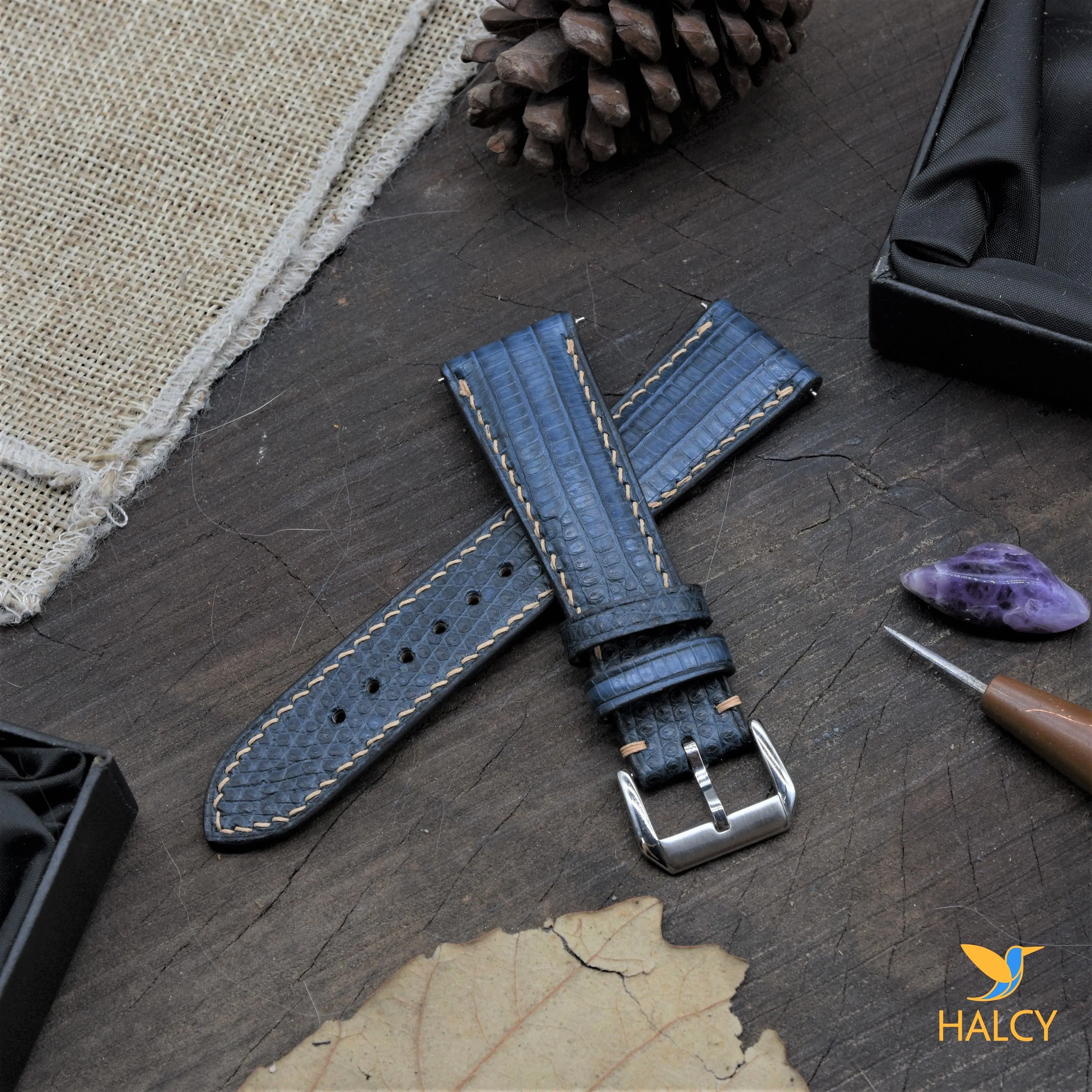 Javanese leather watch band - all sizes for a variety of watches - Quick release clasp- Buckle color selection