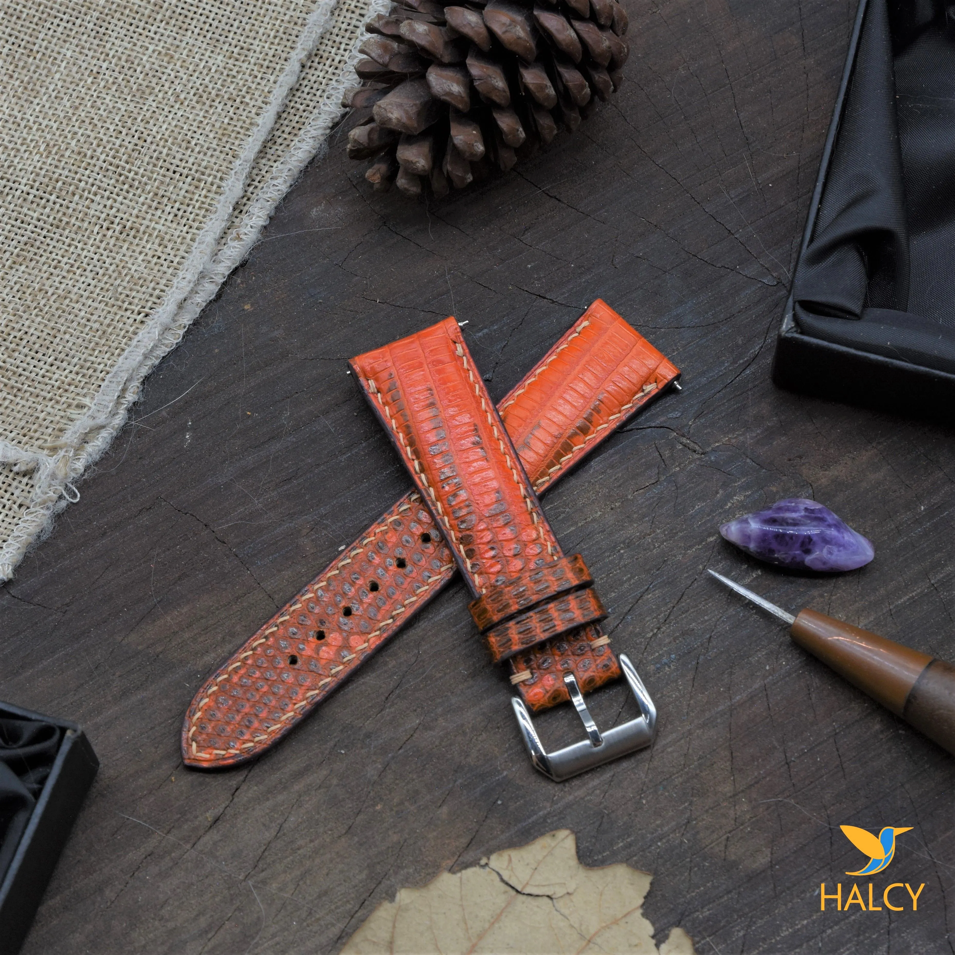 Javanese leather watch band - all sizes for a variety of watches - Quick release clasp- Buckle color selection