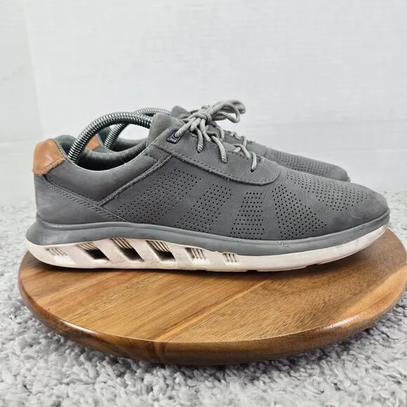 Johnston &amp; Murphy Activate U-Throat Gray Leather Casual Lace Up Sneaker Mens 10