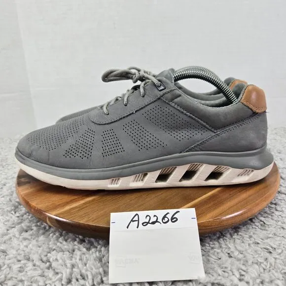 Johnston &amp; Murphy Activate U-Throat Gray Leather Casual Lace Up Sneaker Mens 10