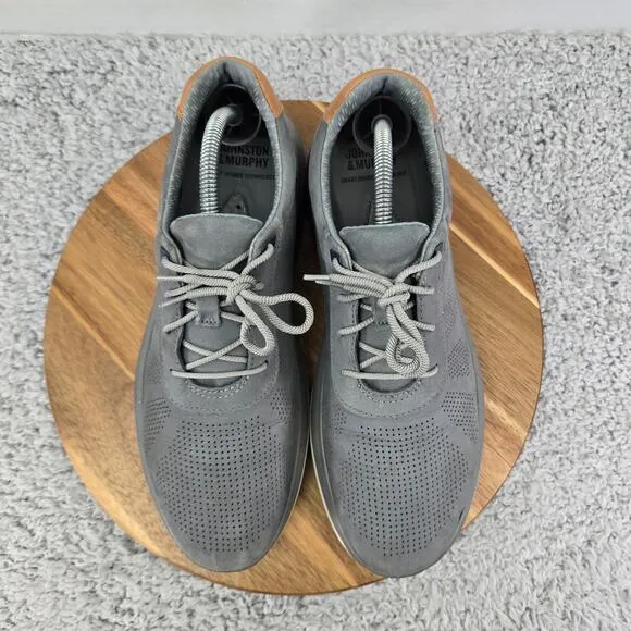 Johnston &amp; Murphy Activate U-Throat Gray Leather Casual Lace Up Sneaker Mens 10