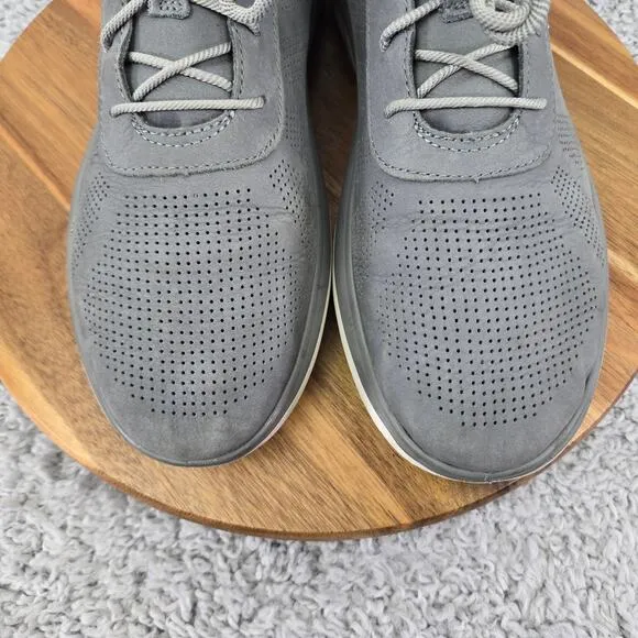 Johnston &amp; Murphy Activate U-Throat Gray Leather Casual Lace Up Sneaker Mens 10