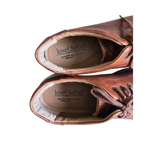 Josef Seibel David 03 Cognac Brown Leather Comfort Casual Sneaker Size 46 / 12US