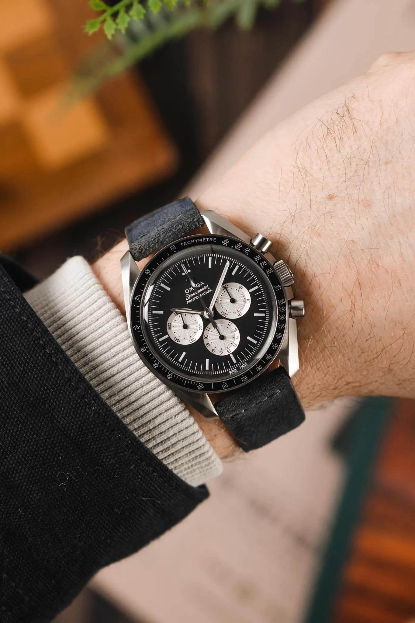 JPM Italian Suede Leather Watch Strap in BLUE CAMOUFLAGE