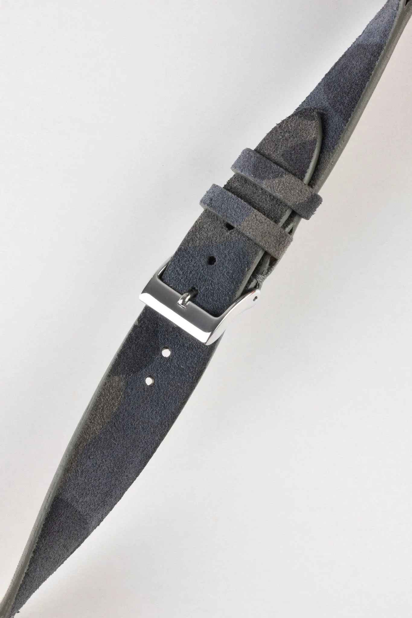JPM Italian Suede Leather Watch Strap in BLUE CAMOUFLAGE