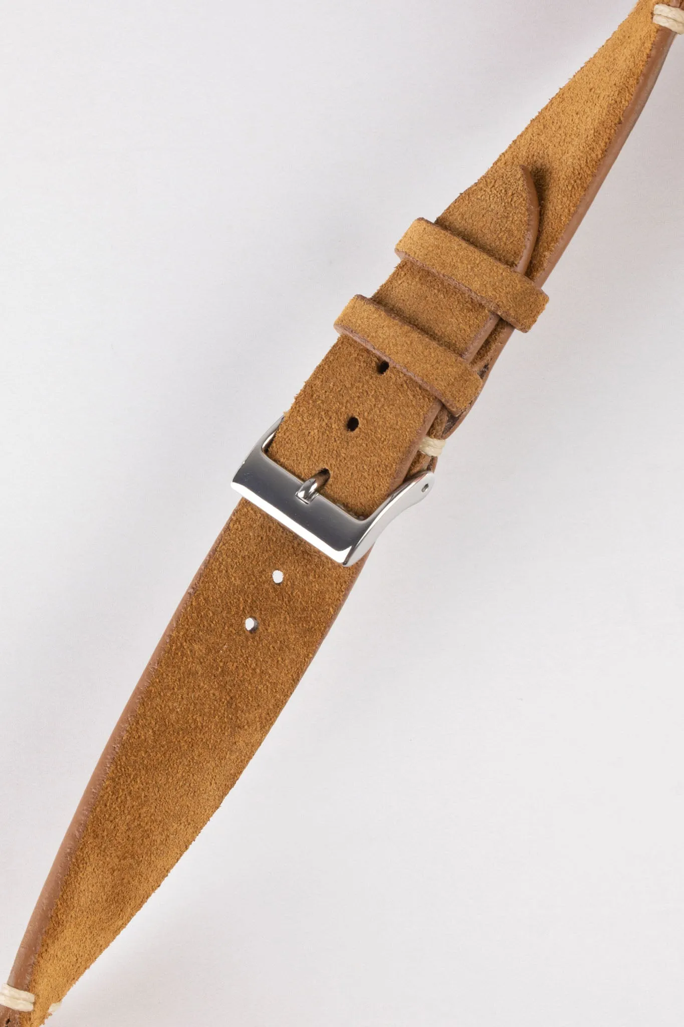 JPM Italian Vintage Suede Leather Watch Strap in GOLD BROWN