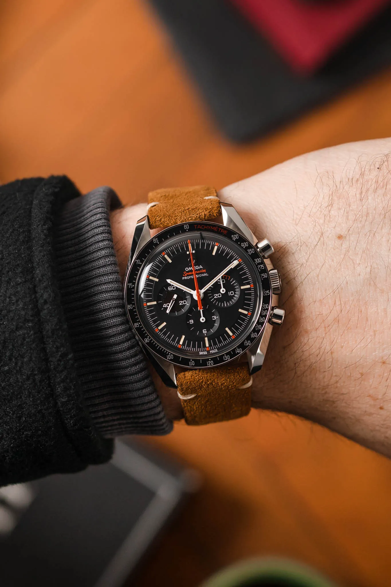 JPM Italian Vintage Suede Leather Watch Strap in GOLD BROWN