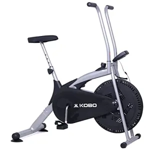 Kobo Imported AB-5 Air Bike Deluxe Exercise Cycle with Fixed Handle and Digital LCD Display Monitor