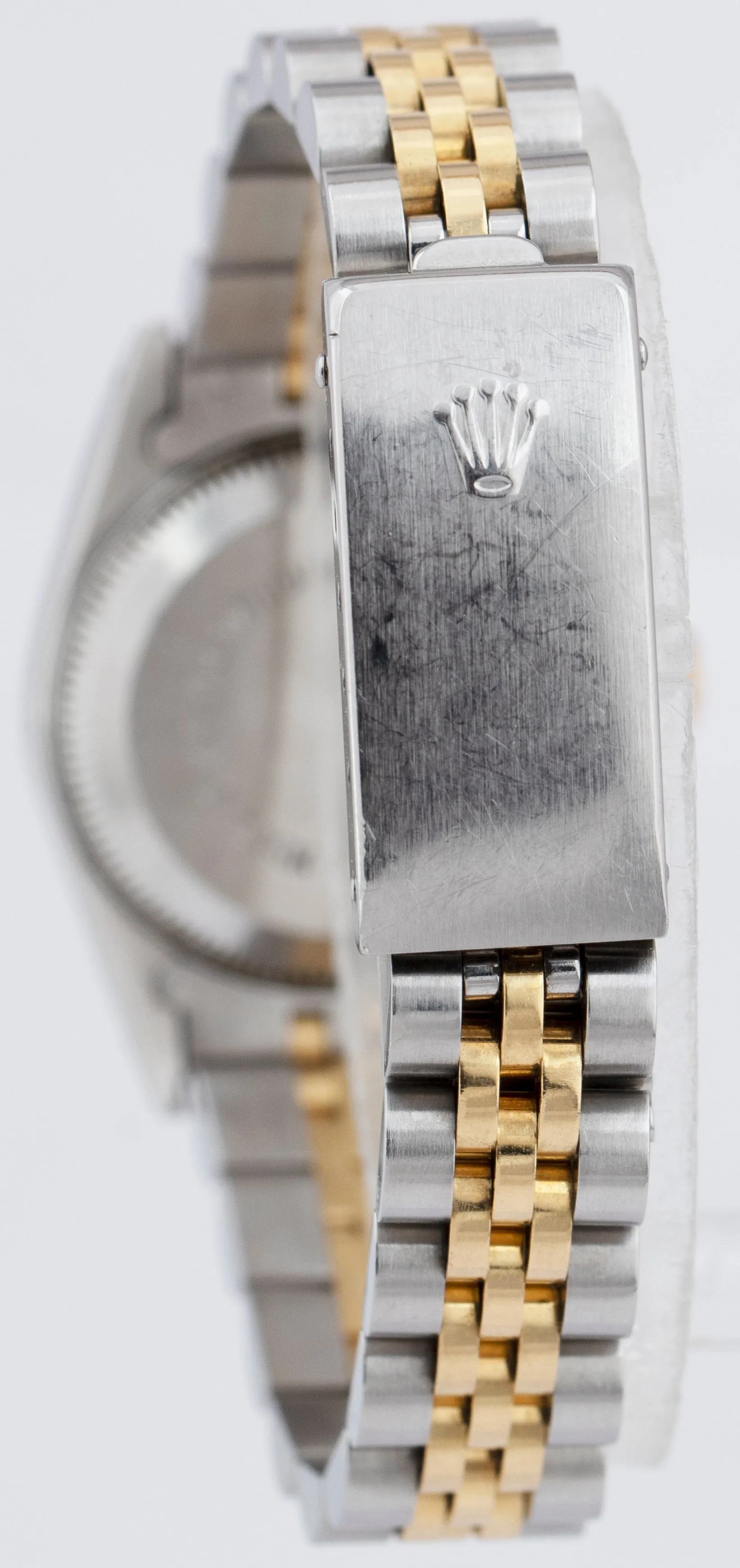 Ladies Rolex Oyster Perpetual 24mm Two-Tone Gold Steel White Roman Watch 67193
