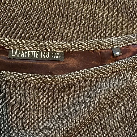 Lafayette 148 NY Wool Blend Skirt Size 10 Leather Trim Pleated Hem Casual EUC