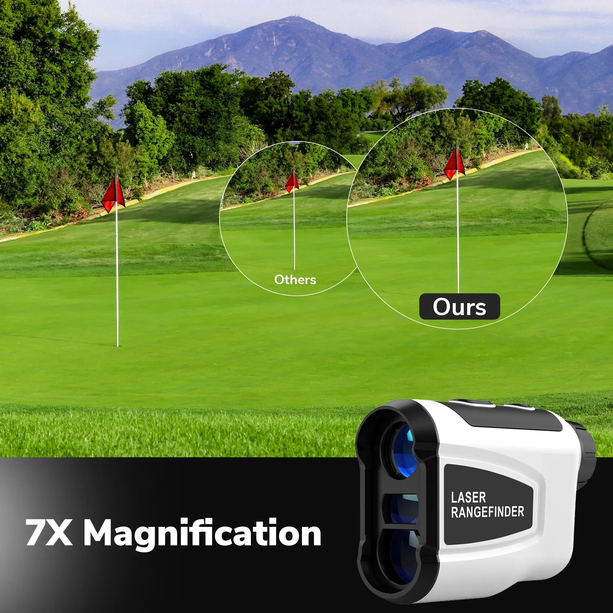 Laser Hunting/Golf Rangefinder,7X Magnification Clear View 1200 Yards, Slope Measurement