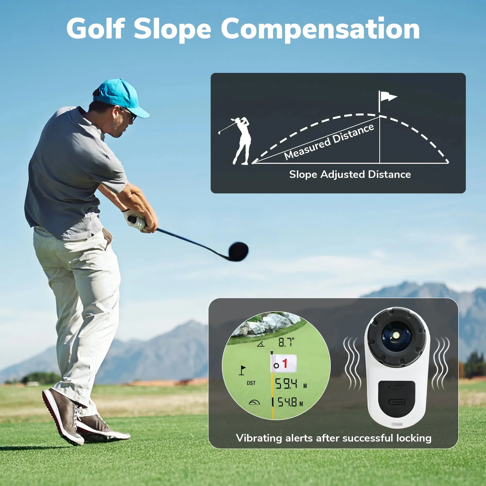 Laser Hunting/Golf Rangefinder,7X Magnification Clear View 1200 Yards, Slope Measurement