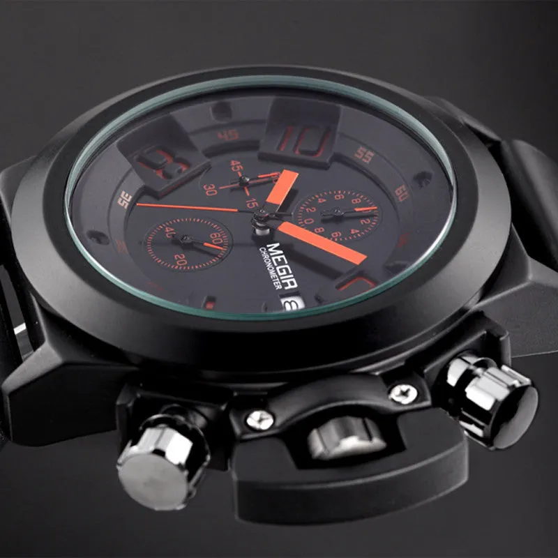 Lava Engraved Silicone Black Watch